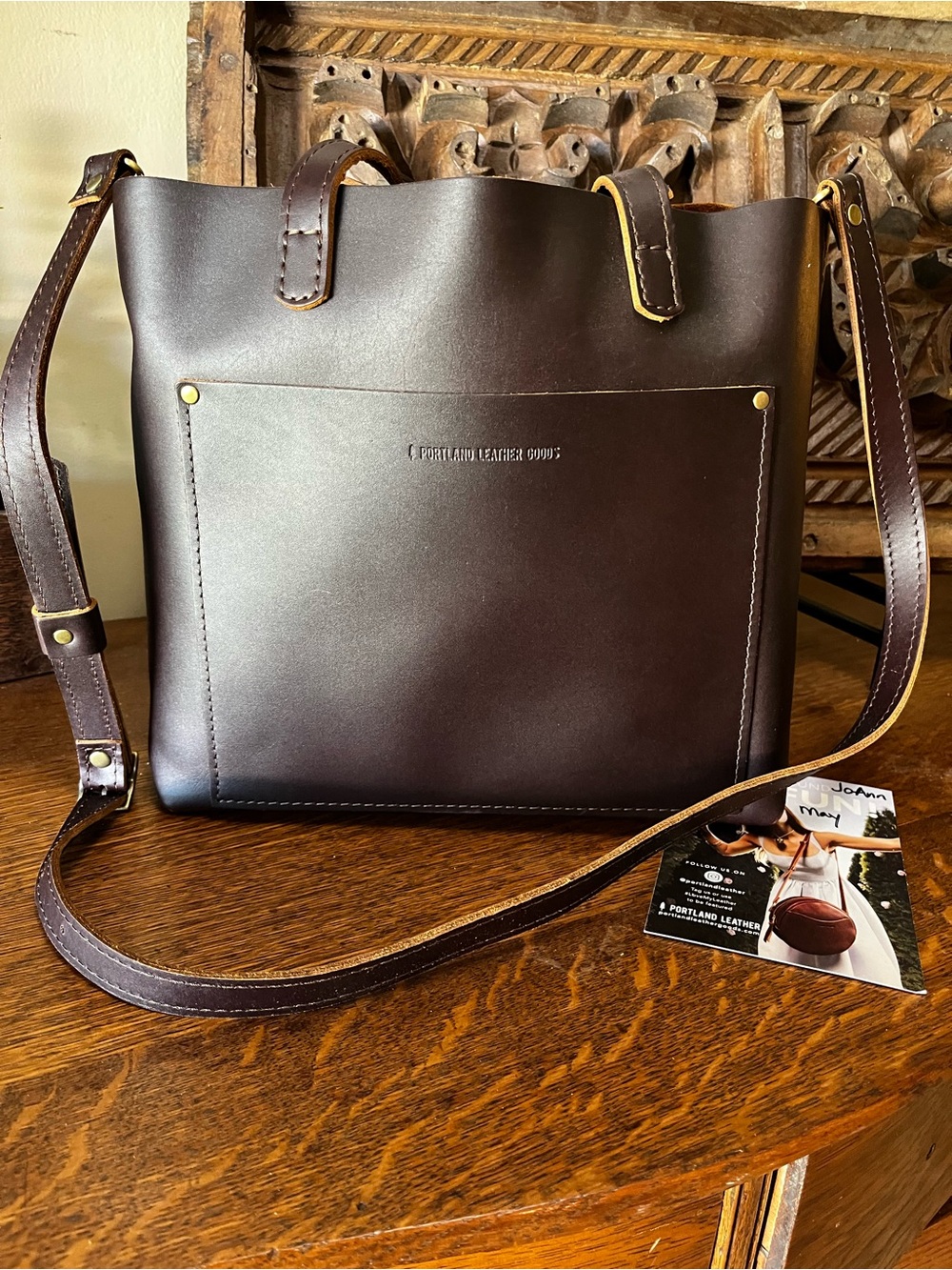 Portland Leather Grizzly (Dk Brown) Leather Crossbody Bag Tote